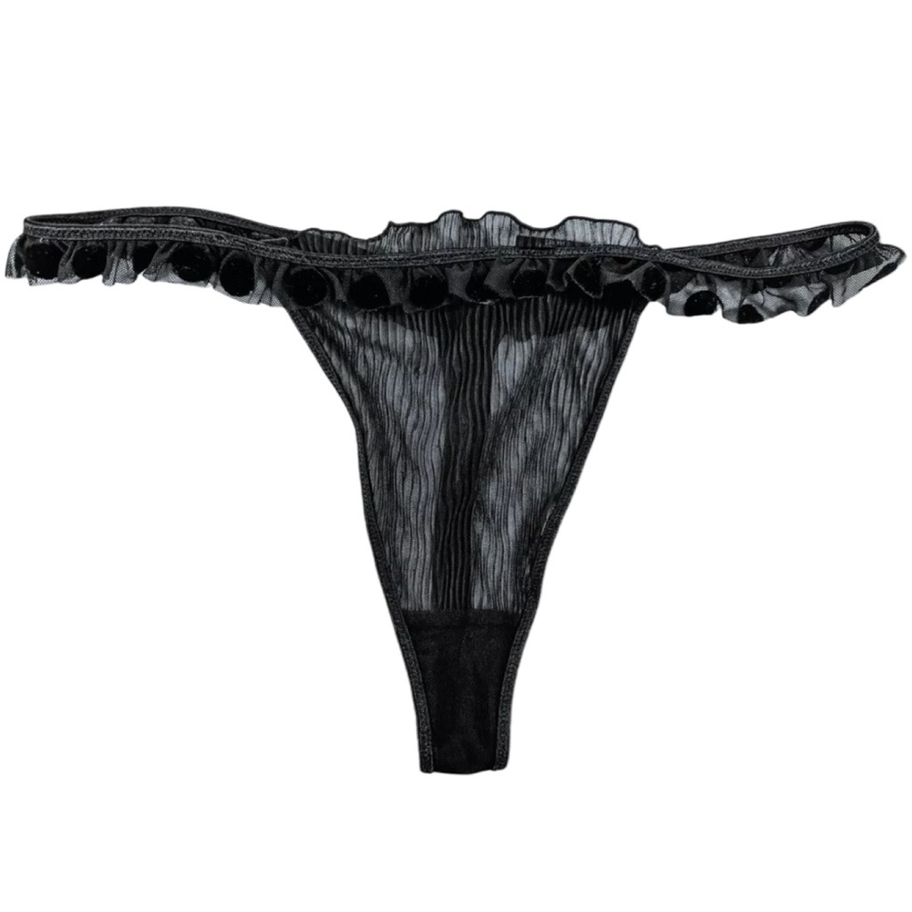 BNWOT 2006 Victoria’s Secret Sexy Little Things Swiss Dot Accordion Pleat Thong - Picture 2 of 5